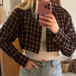 H&M cropped flannel shirt